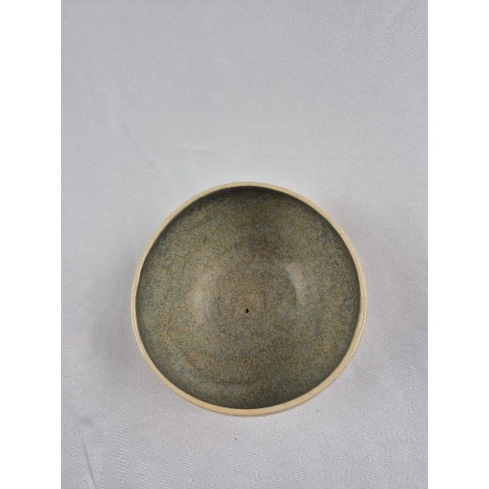 EMS Studio Pottery Stoneware Cardinal Pine Tree‎ Bowl Handmade Rustic Signed 4.5